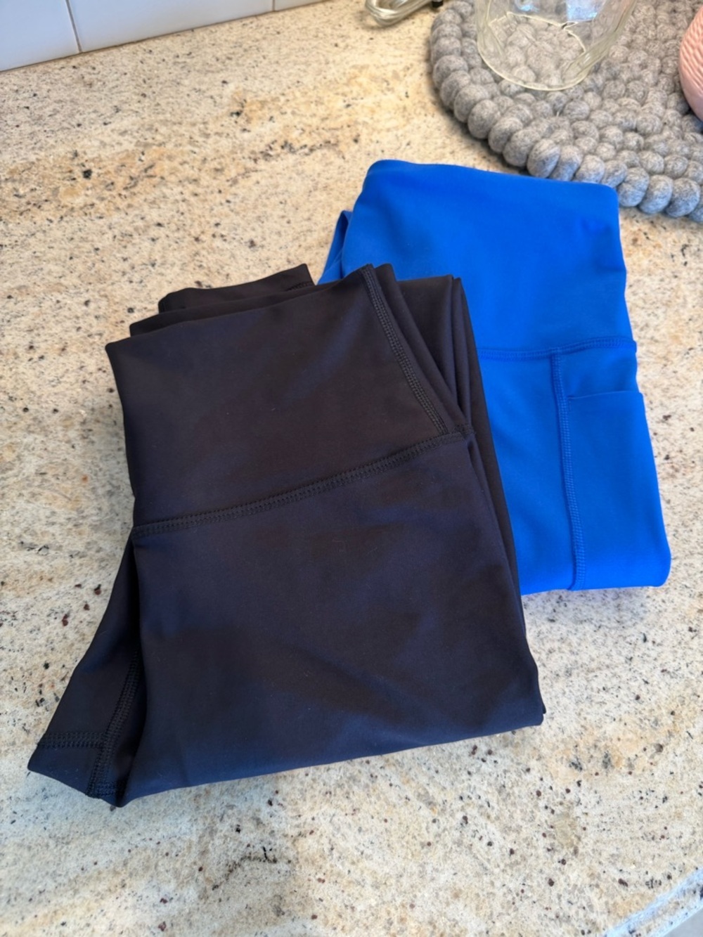 [Two] Pair Active Leggings - Small Tall Black and Royal Blue Gap & Old Navy